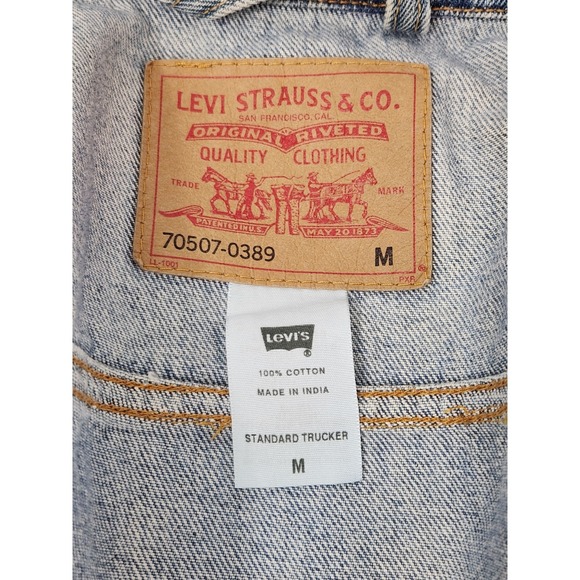 LEVI's Blue Jean Denim Jacket 70507-0389 100% Cotton Four Pocket Trucker Men's M - Picture 3 of 5